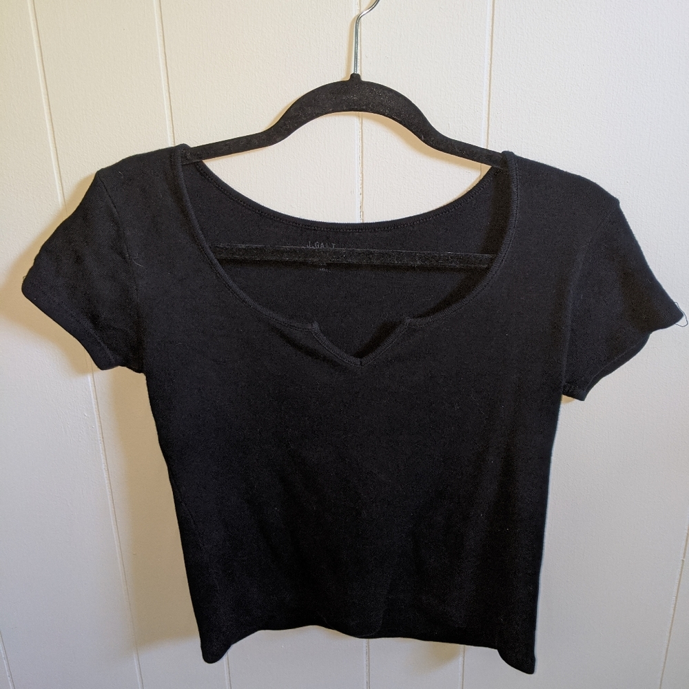 Brandy Melville John Galt Black Notched Top
